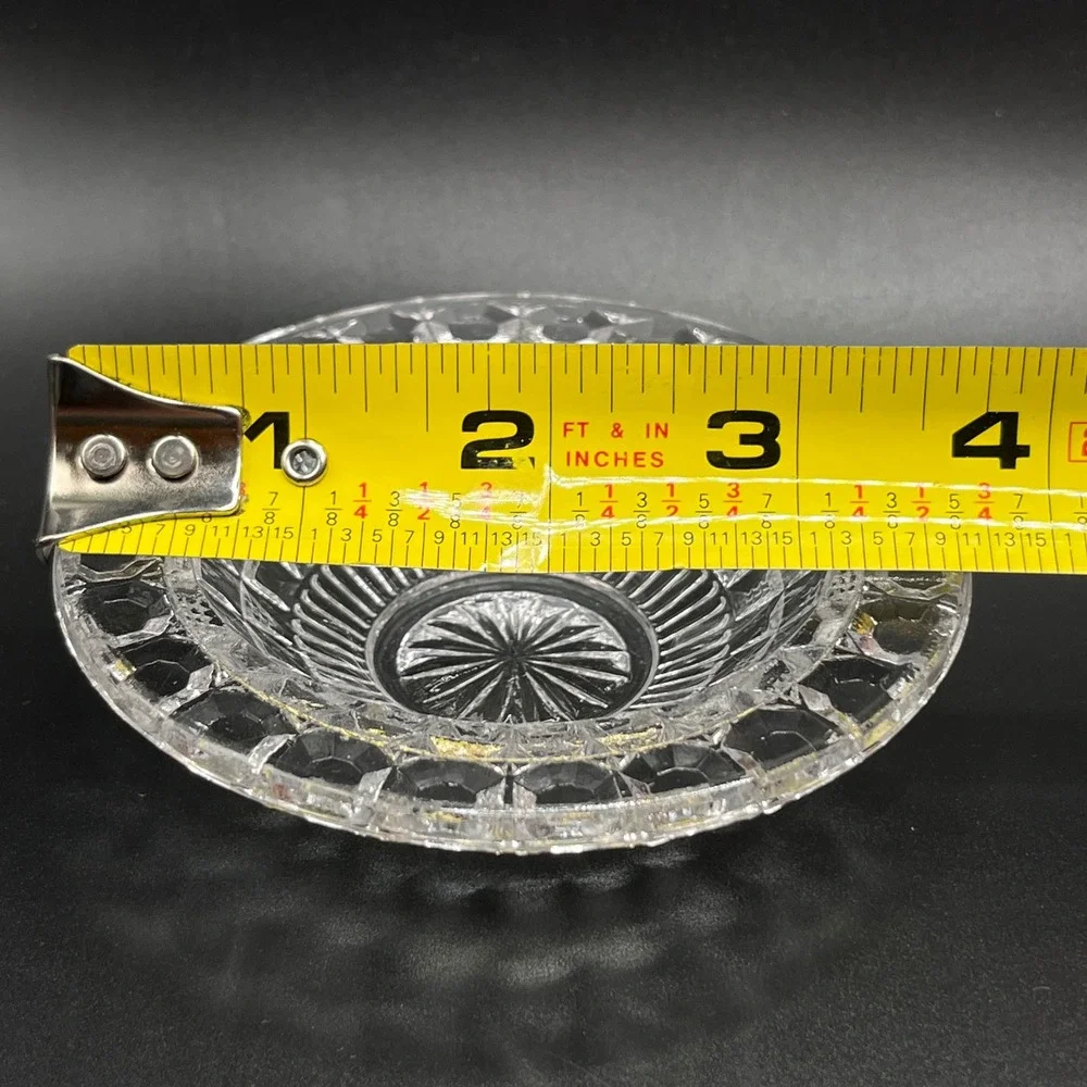 McKee Tappan Child Toy Clear Pressed Glass Round Butter Dish‎ Lid Flying Saucer